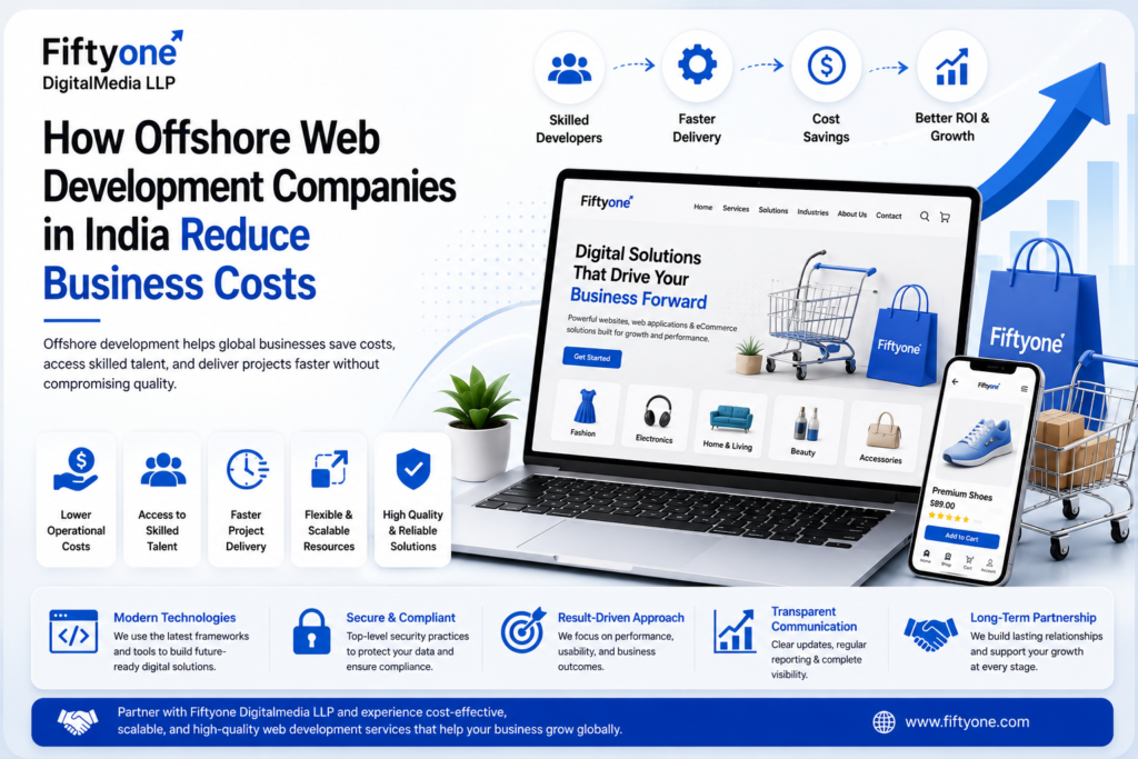 Businesses today face increasing pressure to launch digital products faster while controlling operational expenses. Hiring developers, maintaining infrastructure, and managing technology teams can significantly increase costs, especially for startups and growing companies. This is one of the main reasons why businesses across the USA, UK, Canada, Australia, and Europe are partnering with offshore web development companies in India. Offshore development allows companies to access skilled developers, modern technologies, and scalable resources without the financial burden of building large in-house teams. Fiftyone Digitalmedia LLP helps global businesses reduce development costs while delivering high-quality websites, web applications, and custom software solutions tailored to their business goals.