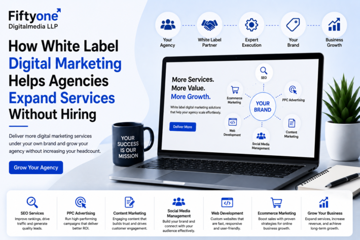 How White Label Digital Marketing Helps Agencies Expand Services Without Hiring June 22, 2026 Fiftyone DigitalMedia LLP No comments yet For many digital agencies, growth creates a difficult challenge. Clients demand more services, larger projects require additional expertise, and competition continues to increase. The traditional solution has always been hiring more employees, but recruitment costs, training, salaries, and management responsibilities can quickly reduce profitability. This is why white label digital marketing has become a preferred growth strategy for agencies worldwide. Instead of building large internal departments, agencies can partner with experienced white label providers and instantly expand their capabilities without increasing headcount. Fiftyone Digitalmedia LLP helps agencies scale through professional white label digital marketing services that allow businesses to deliver more solutions while maintaining efficiency and profitability. The Problem With Traditional Agency Expansion When agencies experience growth, they often face resource limitations. A new client may request SEO services, another may need paid advertising, while existing customers ask for content marketing or website development. Building separate teams for every service area requires significant investment. The biggest challenges include: Recruitment expenses Employee salaries and benefits Training and onboarding Team management Project coordination Increased operational costs These challenges can slow down growth and create unnecessary business risks. White Label Marketing Provides Instant Service Expansion A white label partnership allows agencies to offer additional services without recruiting specialists for every requirement. Instead of spending months building new departments, agencies can immediately provide: Search Engine Optimization (SEO) Pay-Per-Click Advertising (PPC) Content Marketing Social Media Management Website Development Ecommerce Marketing Technical SEO Marketing Automation This creates a stronger service portfolio and allows agencies to compete for larger projects. Agencies Can Focus More on Sales and Client Relationships One of the biggest advantages of white label digital marketing is that agency owners can spend more time growing the business instead of managing production teams. Rather than worrying about daily delivery tasks, agencies can focus on: Acquiring new clients Building partnerships Improving customer relationships Expanding into new markets Increasing recurring revenue This shift allows agencies to operate more strategically and accelerate business growth. Fiftyone Digitalmedia LLP helps agencies manage increasing workloads through scalable white label solutions designed for long-term success. Why White Label Services Improve Agency Flexibility Market demand changes constantly. One month an agency may receive SEO projects, while the next month clients may request web development or paid advertising services. A white label model provides flexibility because agencies can scale services up or down based on demand without adjusting their internal workforce. Benefits include: Faster project delivery Reduced overhead costs Access to specialized expertise Better resource utilization Improved operational efficiency This flexibility allows agencies to respond quickly to new opportunities. Delivering More Services Strengthens Client Retention Clients prefer working with agencies that can solve multiple business challenges instead of managing several vendors. When agencies expand their service offerings, they increase opportunities to retain existing clients and generate additional revenue. Expanded service capabilities often lead to: Longer client relationships Higher monthly retainers Better customer satisfaction Increased referrals Improved business stability The more value an agency provides, the more difficult it becomes for clients to switch providers. Access to Specialists Without Recruitment Challenges Modern digital marketing requires expertise across multiple disciplines. Clients expect agencies to understand: Technical SEO Content strategy Paid advertising Analytics Conversion optimization Website performance Hiring specialists in every field can be difficult and expensive. White label partnerships provide immediate access to experienced professionals without the delays associated with recruitment and training. Agencies looking to build scalable growth models can also explore: How Digital Agencies Can Scale Without Hiring Building a flexible delivery system allows agencies to increase capacity while maintaining profitability and service quality. What Successful Agencies Are Doing in 2026 Many of the fastest-growing agencies no longer measure success by the size of their internal team. Instead, they focus on: Service scalability Client satisfaction Revenue growth Operational efficiency Strategic partnerships This modern approach allows agencies to compete more effectively while keeping costs under control. Fiftyone Digitalmedia LLP supports agencies with professional white label digital marketing services that help businesses expand without the challenges of traditional hiring. Conclusion White label digital marketing helps agencies expand services without hiring by providing immediate access to experienced specialists, scalable resources, and flexible delivery models. Agencies can offer more solutions, improve client retention, and increase profitability without the burden of managing a larger workforce. As competition continues to grow, agencies that leverage white label partnerships will be able to scale faster, serve more clients, and build stronger businesses with greater efficiency. Fiftyone Digitalmedia LLP helps agencies achieve sustainable growth through reliable white label marketing solutions designed for modern business expansion.