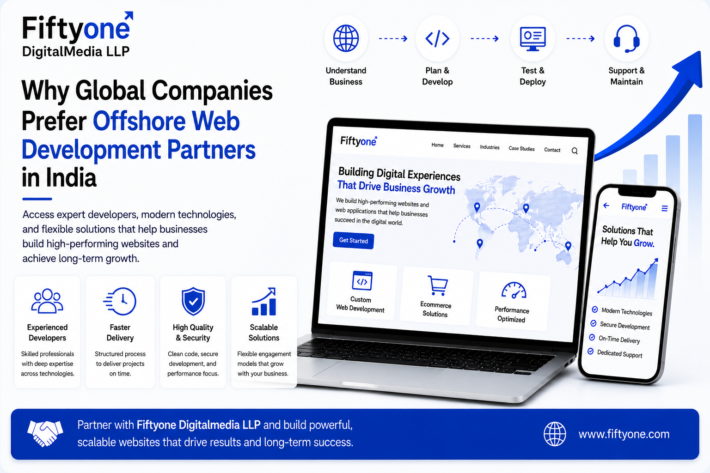 Building a modern website is no longer just a technical project. It is a business investment that influences customer experience, brand credibility, and long-term growth. As digital transformation continues across industries, companies are looking for development partners who can deliver high-quality websites while supporting future business expansion. This is one of the biggest reasons why global companies are increasingly choosing offshore web development partners in India. Instead of spending months recruiting developers and managing large in-house teams, businesses gain access to experienced professionals capable of delivering scalable digital solutions efficiently. Fiftyone Digitalmedia LLP helps businesses worldwide build high-performing websites through offshore web development services designed for quality, flexibility, and long-term business success.